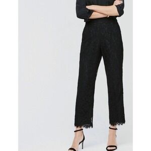 J.Crew Peyton High Waist Lace Cropped Pants Women 4 Black Straight Leg Pockets